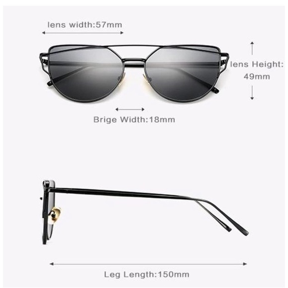 🆕 Cat Eye Mirrored Aviator Oversized Sunglasses - Picture 4 of 4